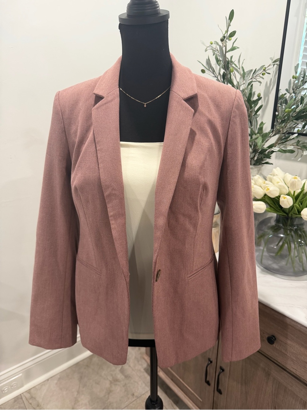 Express Mauve Rose Single-Button Blazer Jacket Size 10 - Picture 5 of 15